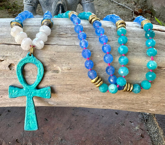 Hand-Knotted Egyptian Ankh Necklace