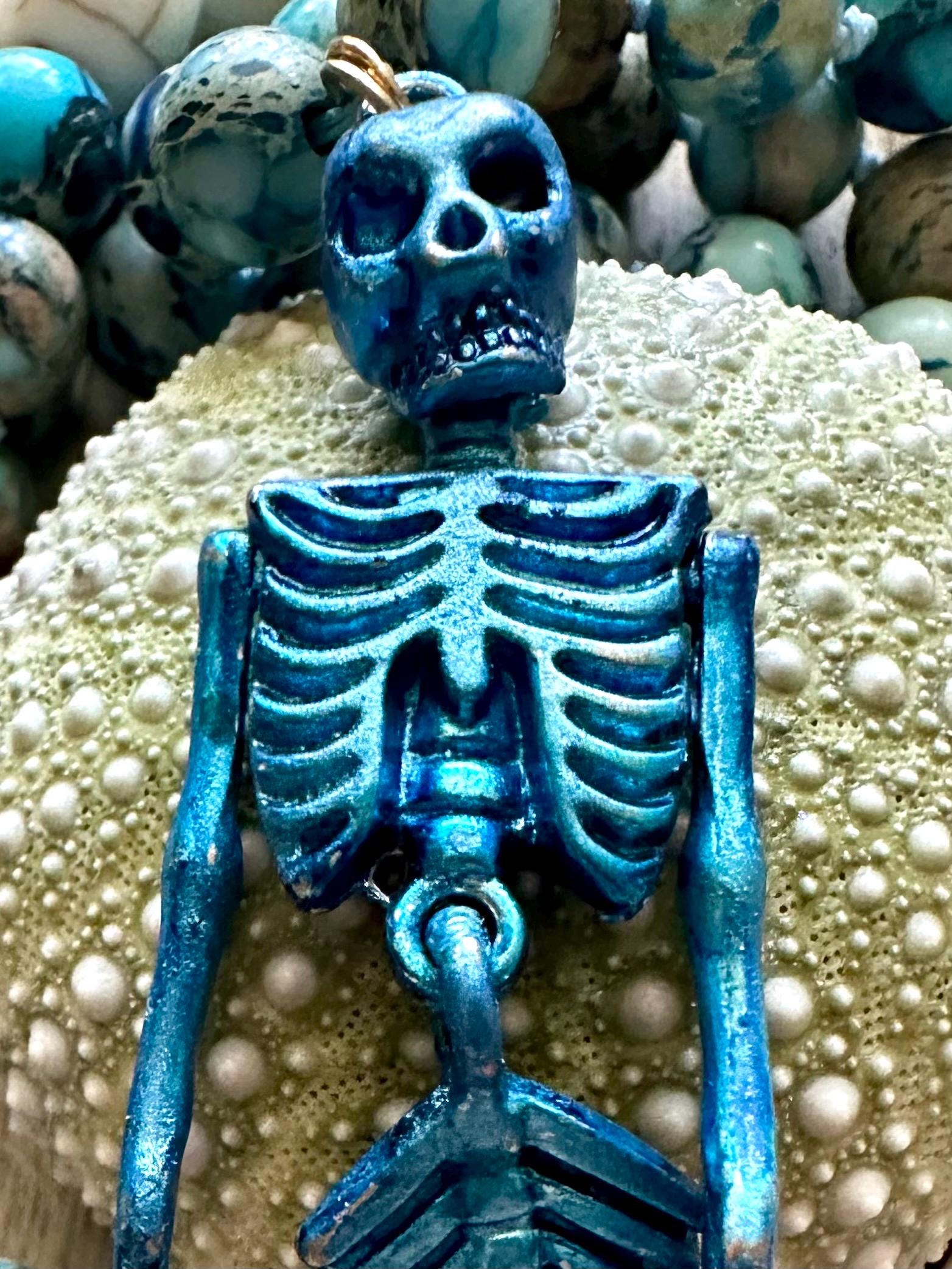 Halloween Mermaid Skeleton Pendant Necklace