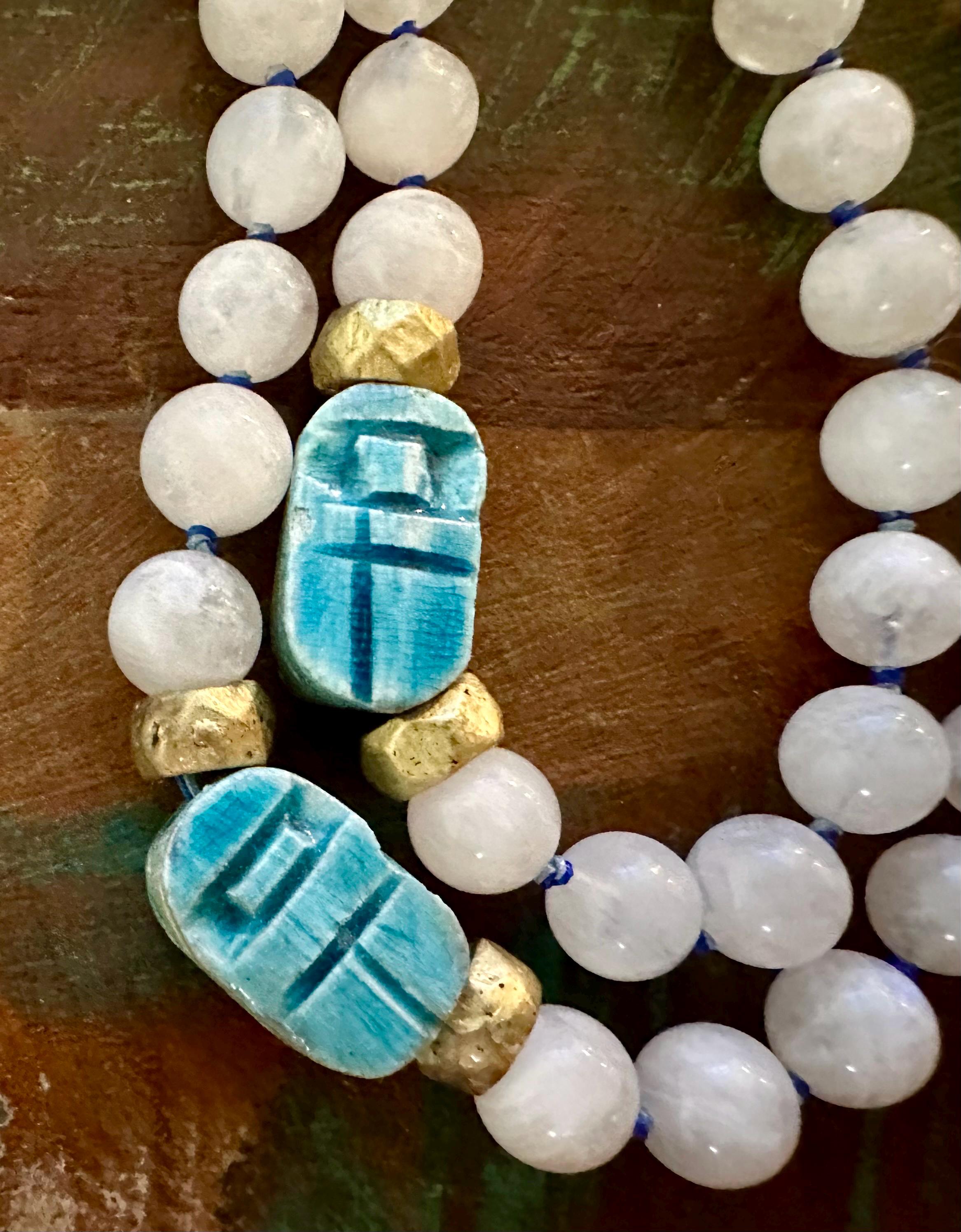 Handmade Egyptian Ankh Scarab Pendant Necklace