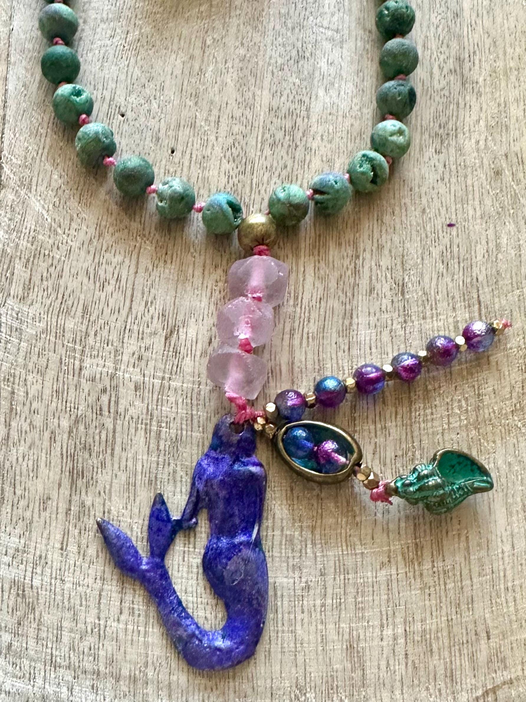 Handmade Druzy Mermaid Necklace
