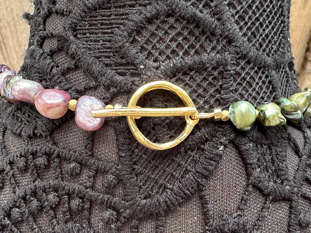 Freshwater Pearl & Abalone Pendant Necklace