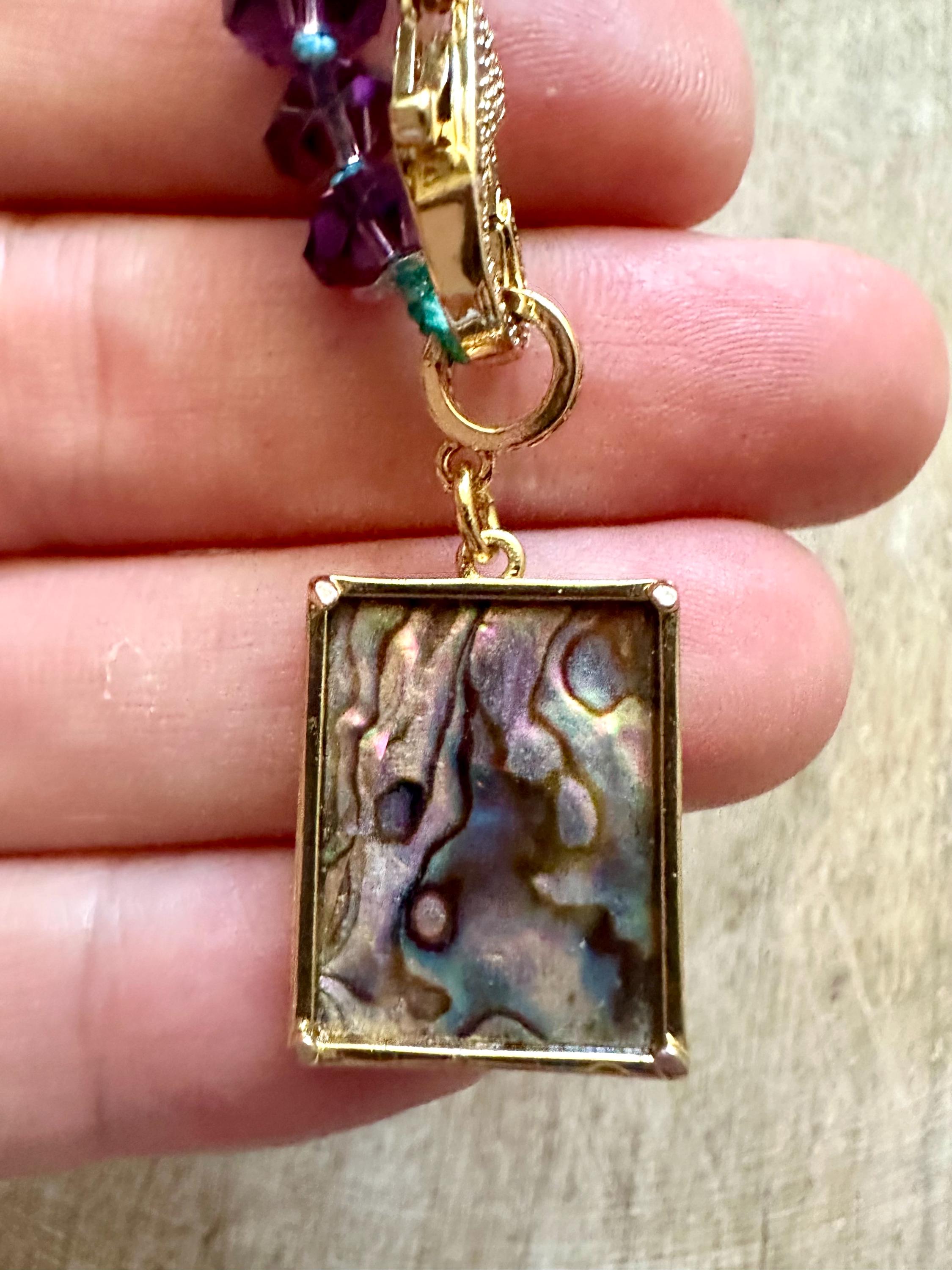 Handmade Sparkling Amethyst Moon & Stars Pendant Necklace
