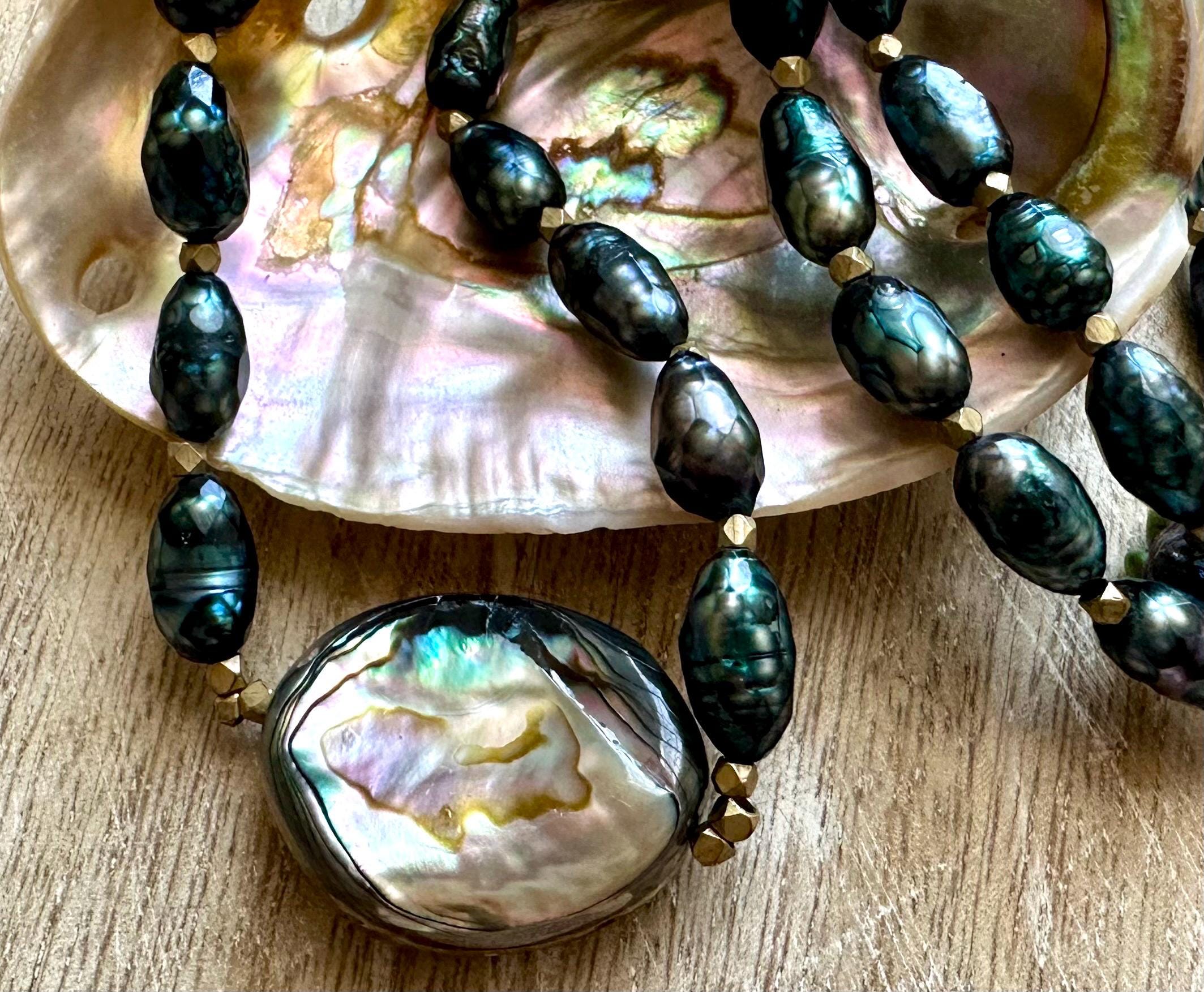 Magical Pearl Necklace with Abalone Pendant