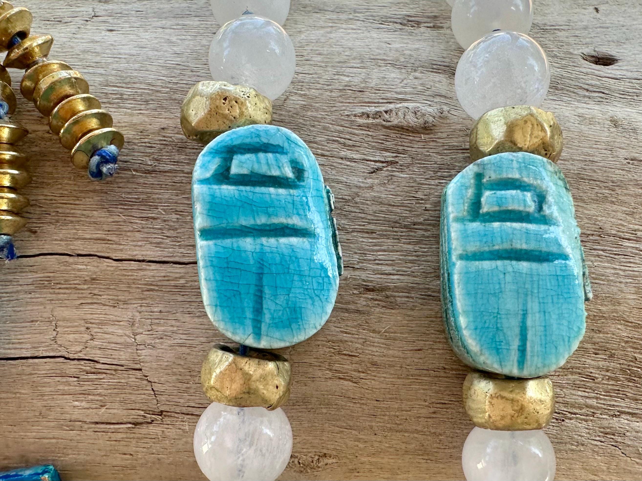 Handmade Egyptian Ankh Scarab Pendant Necklace