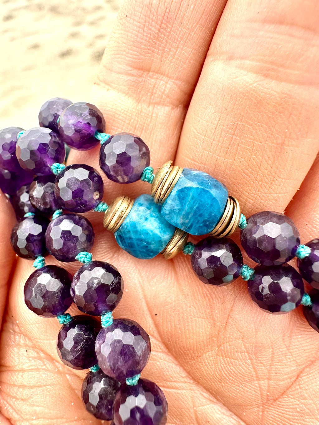 Amethyst & Apatite Elephant Pendant Necklace