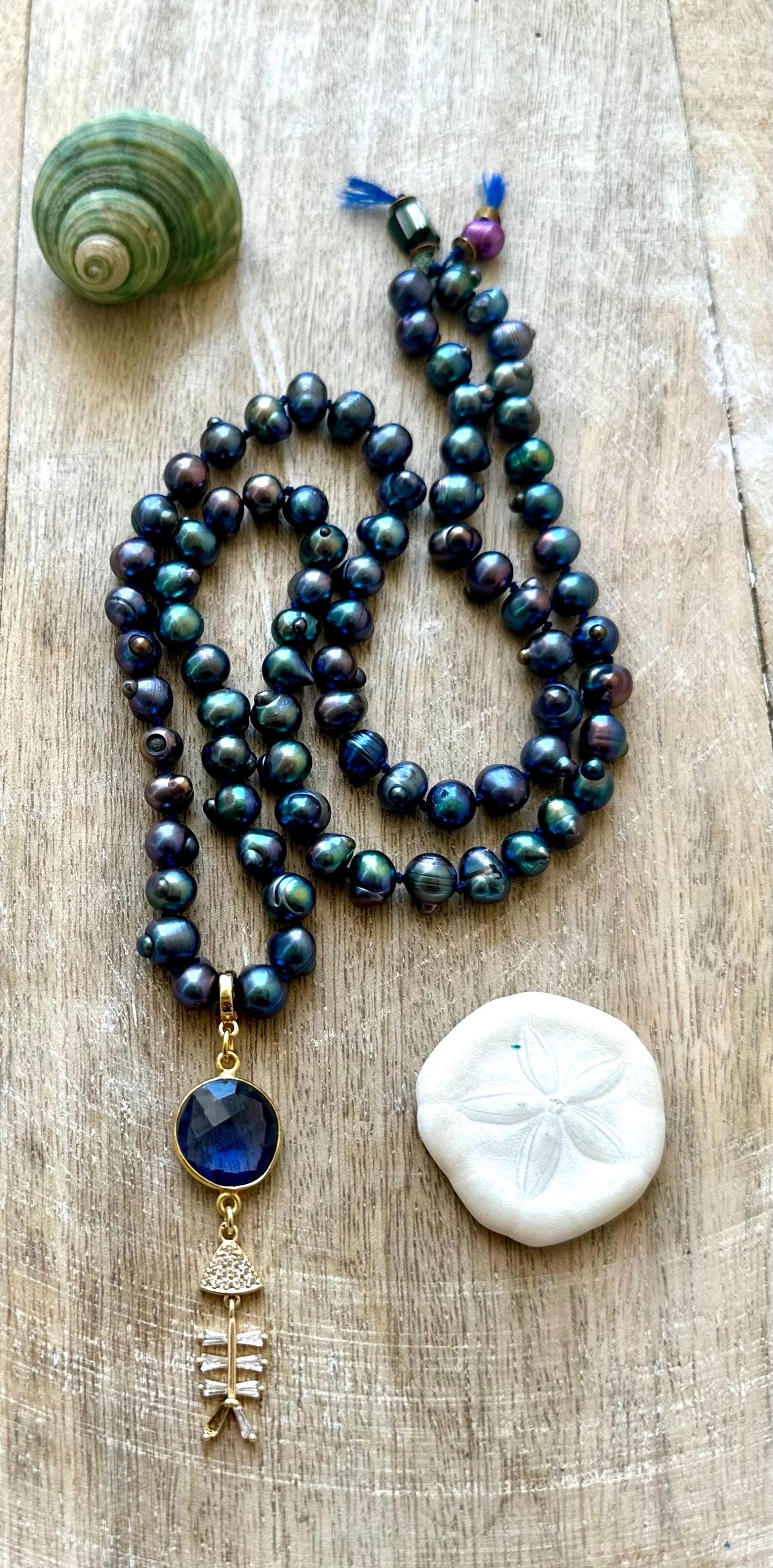 Pearl Fish Pendant Necklace With Iolite
