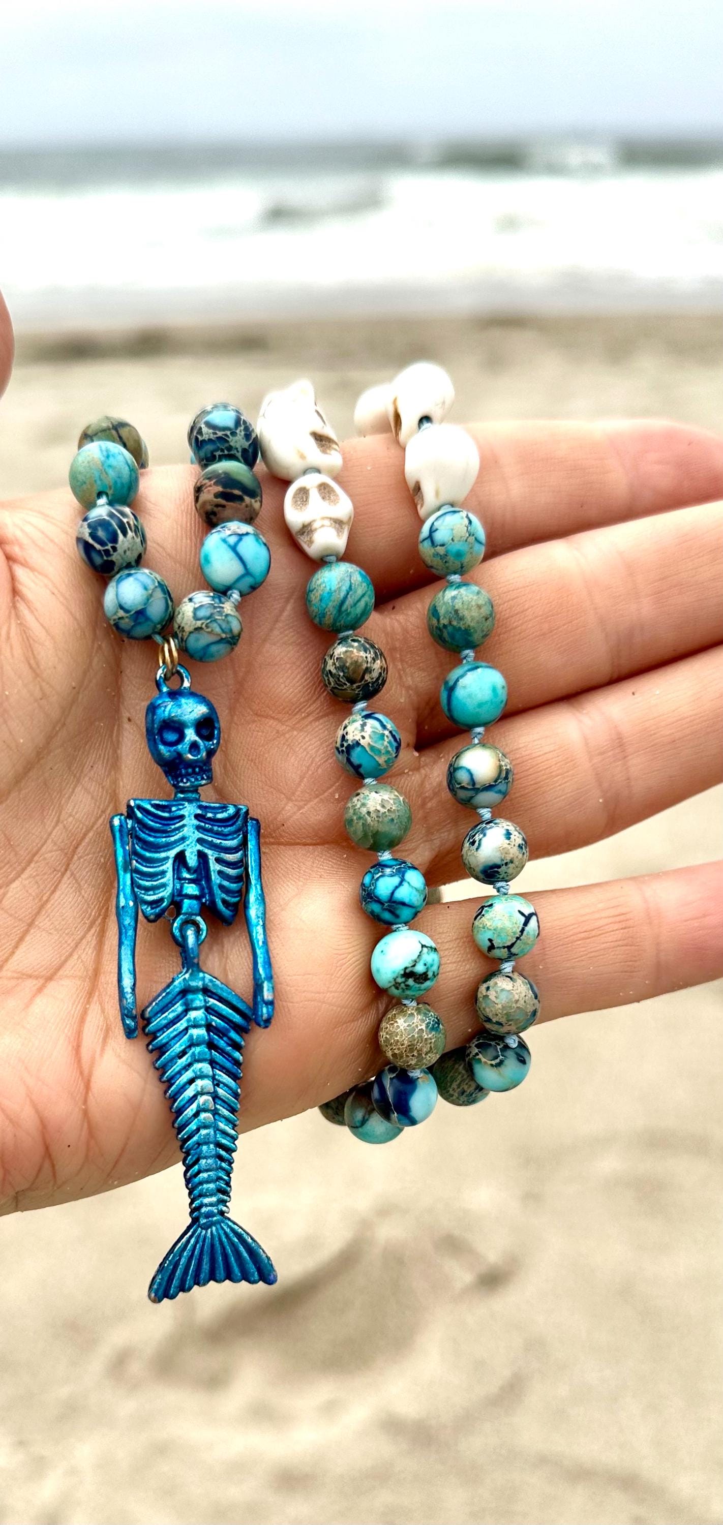 Halloween Mermaid Skeleton Pendant Necklace
