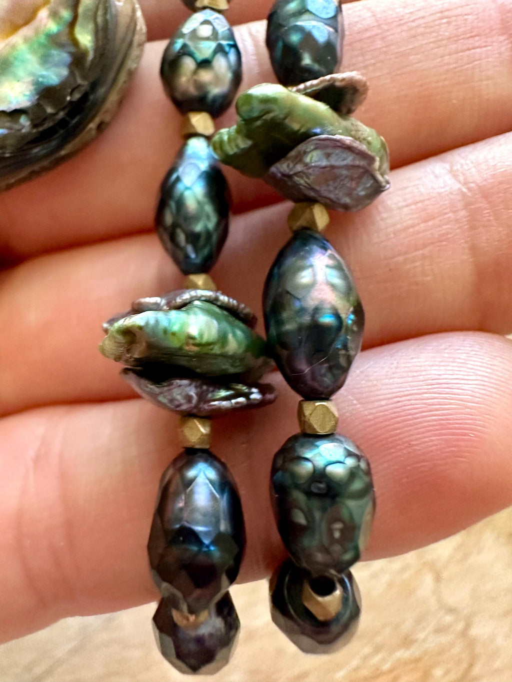 Magical Pearl Necklace with Abalone Pendant