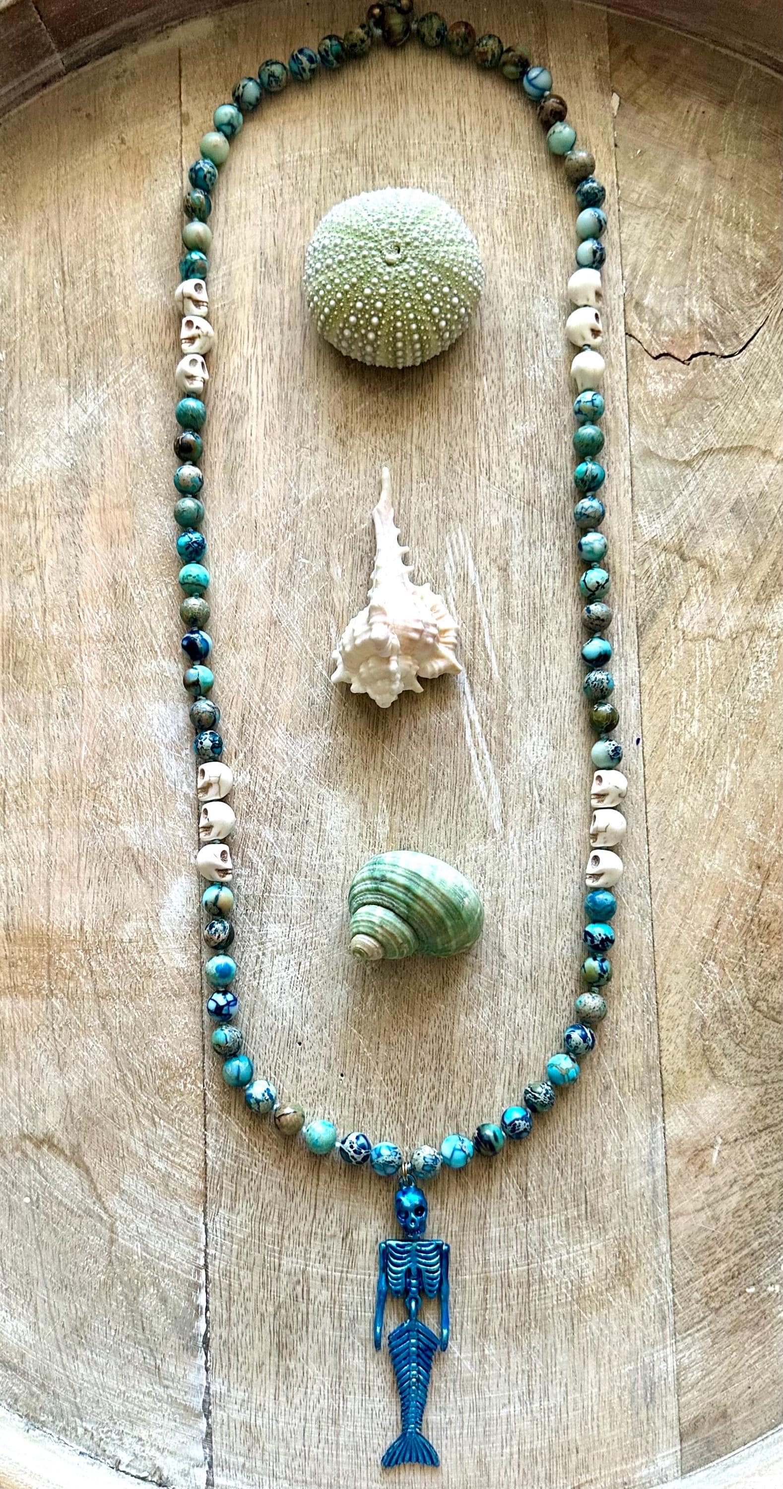 Halloween Mermaid Skeleton Pendant Necklace