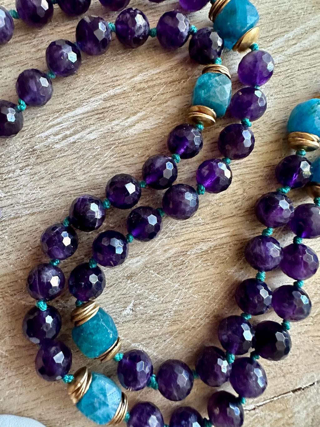 Amethyst & Apatite Elephant Pendant Necklace