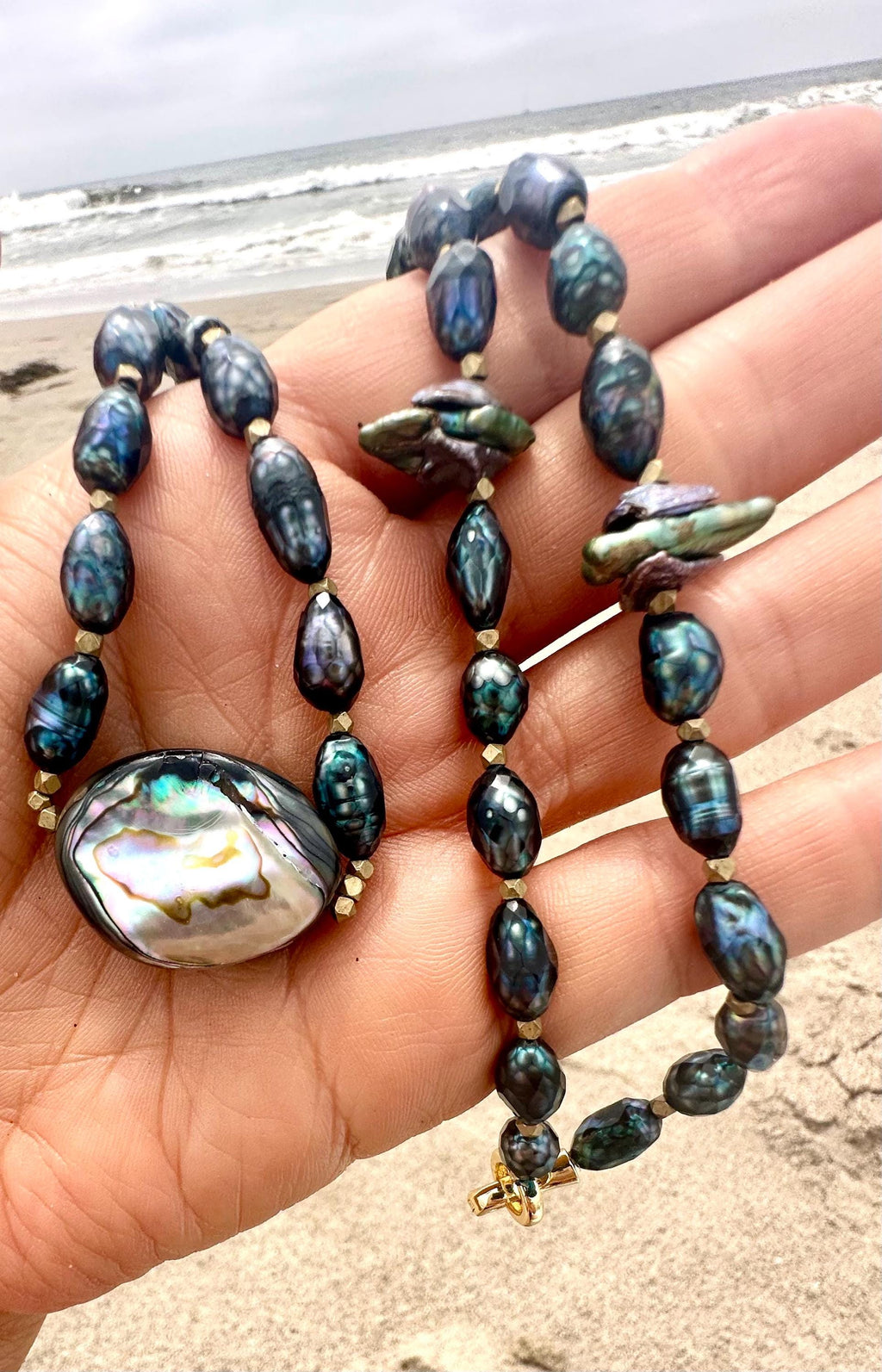 Magical Pearl Necklace with Abalone Pendant
