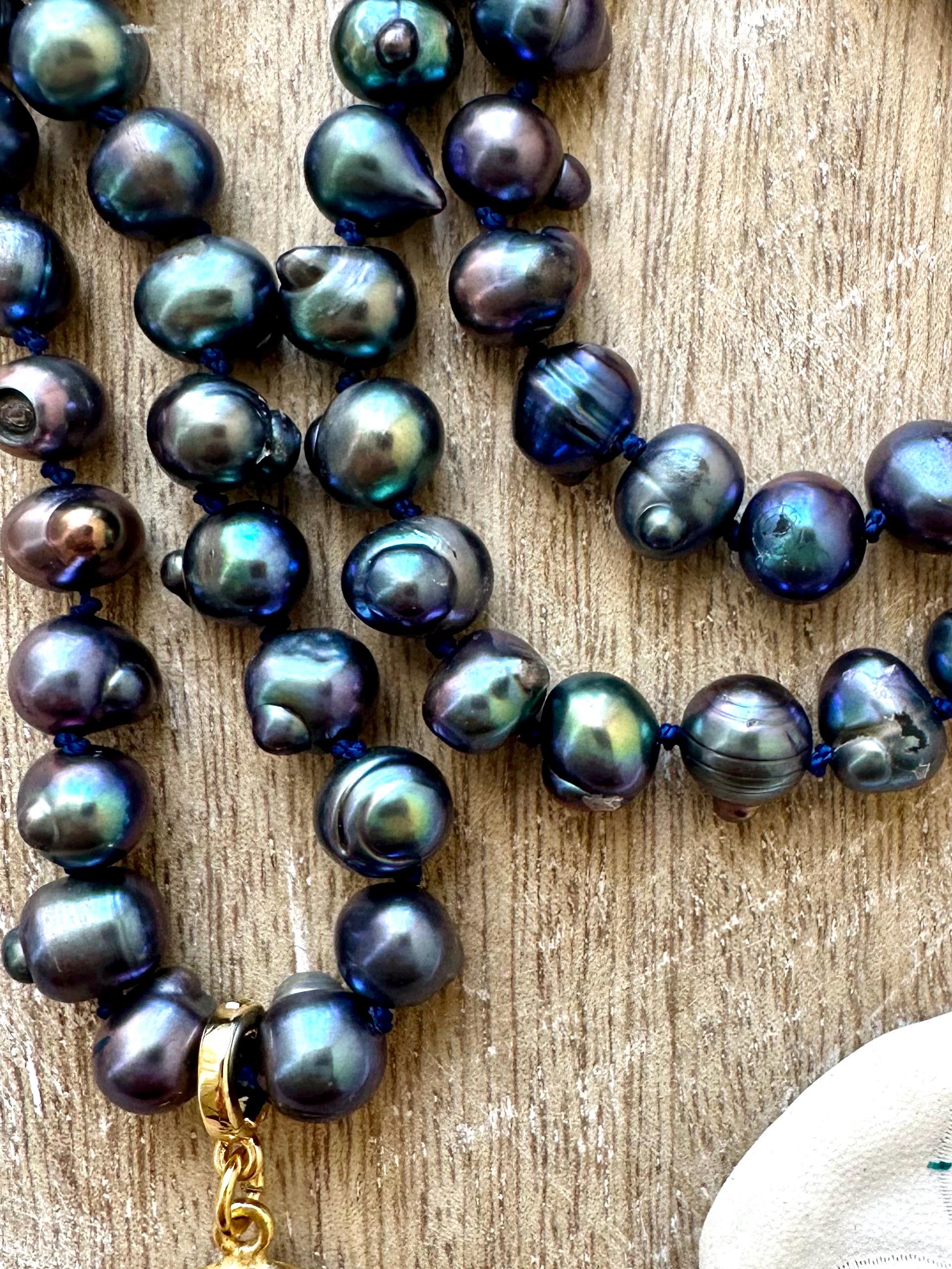 Pearl Fish Pendant Necklace With Iolite