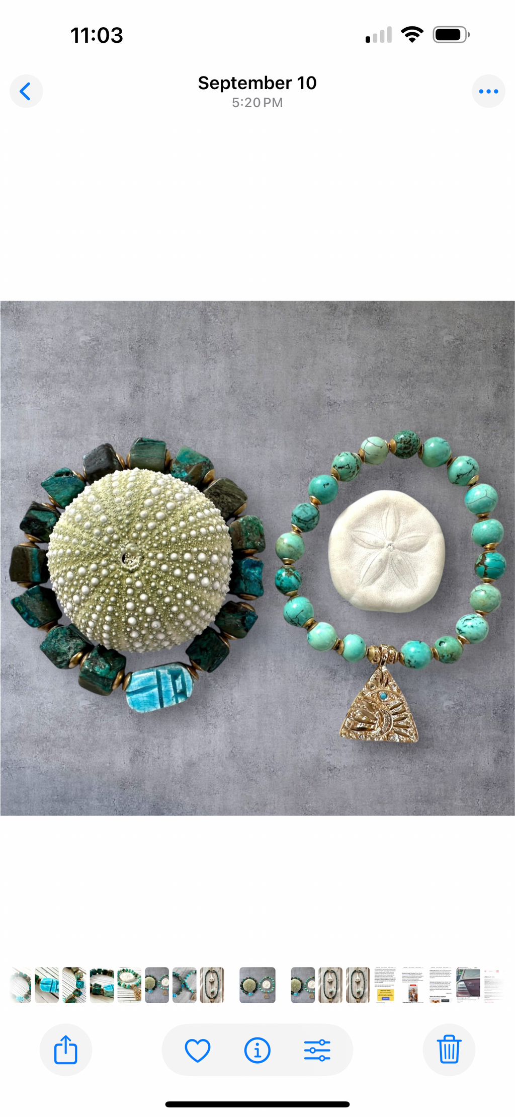 Egyptian Azurite Scarab & Eye of Horus Bracelet Stack