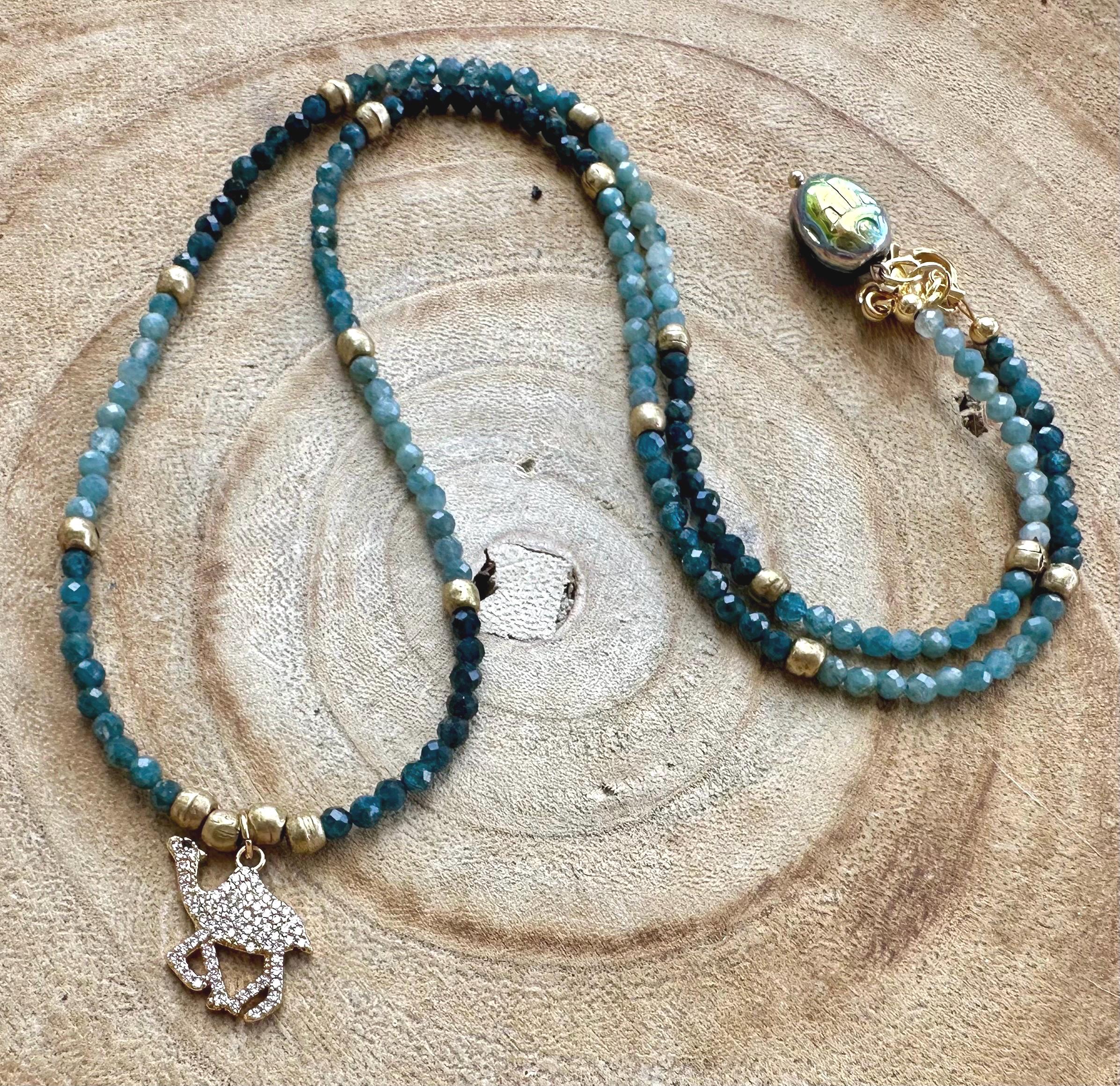Green Tourmaline Camel Charm Necklace