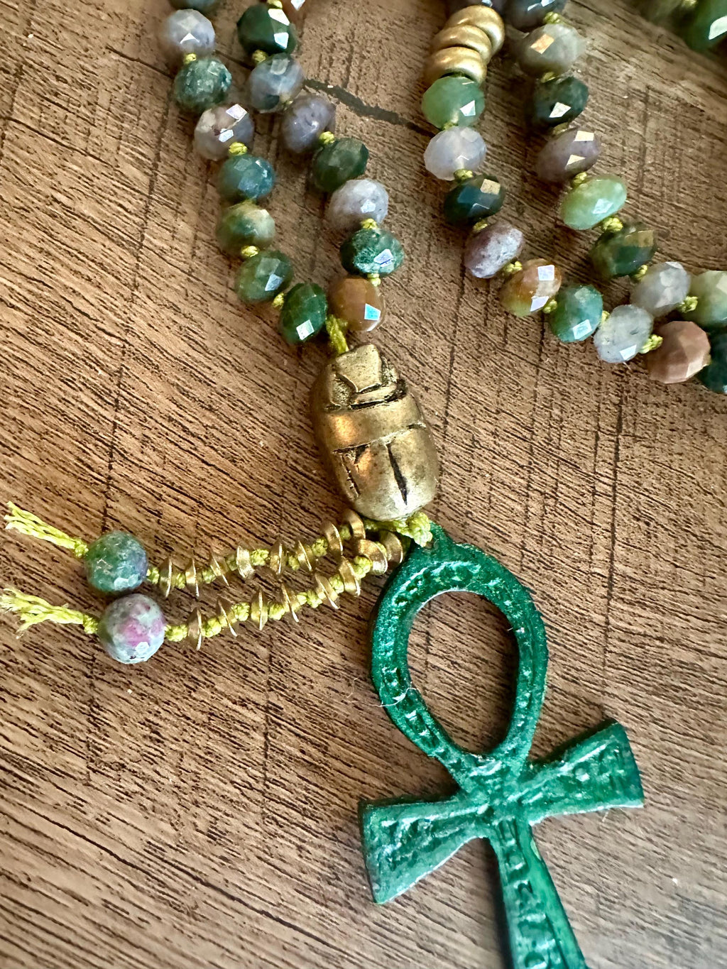 Egyptian Ankh Scarab Pendant Necklace