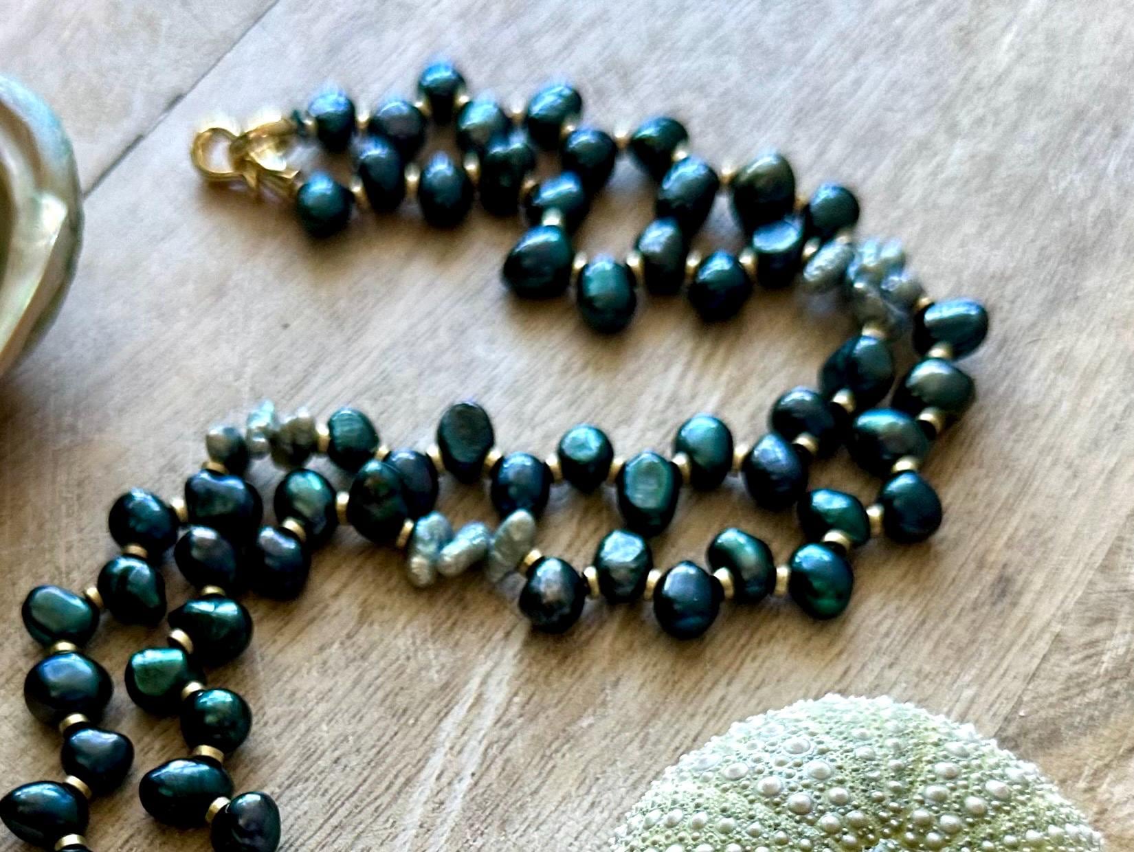 Green Pearl Abalone Shell Pendant Necklace