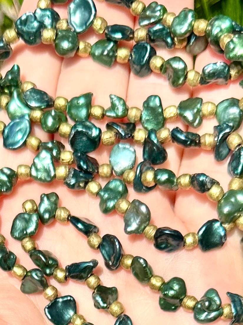 Green Pearl Om Pendant Necklace