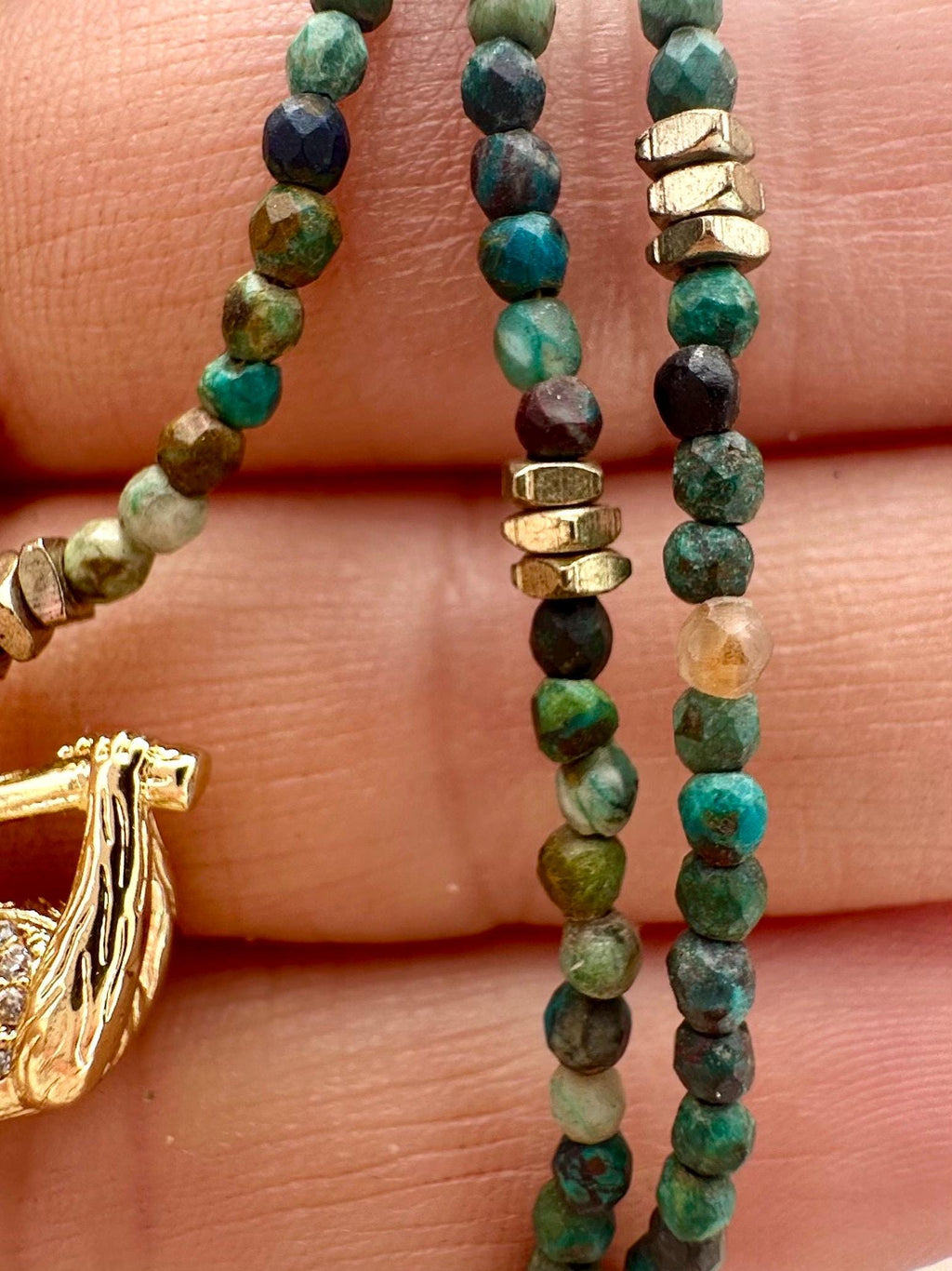 Chrysocolla Gemstone Sloth Pendant Necklace